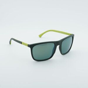 Emporio Armani EA4133 57536R Sunglasses Rubber/Green Square Frame, Green Lenses